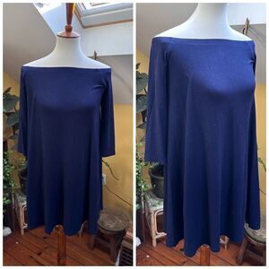 Player Gold Women Dress Large Purple Off Shoulder 3/4 Sleeve Stretch A-Line